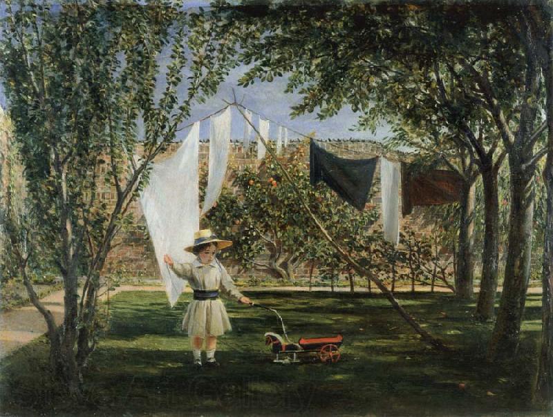 Charles Robert Leslie Child in a Garden with His Little Horse and Cart